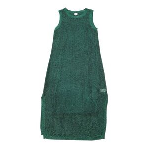 A New Day Green Open Knit Midi Dress Sleeveless Mesh Sweater Dress L
